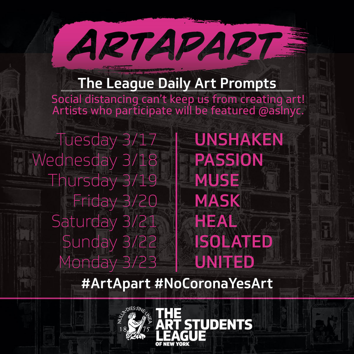 #ArtApart —<br/>The League during NYC Quarantine